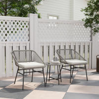Conjunto de muebles de Jardín, muebles de salón de Balcón al Aire Libre, asientos 2, Juego de 3 piezas With 2 Sillas, Mesa Auxiliar, Weather-Resistant Jardín tumbonas de Jardín, Terraza Balcón - details 0