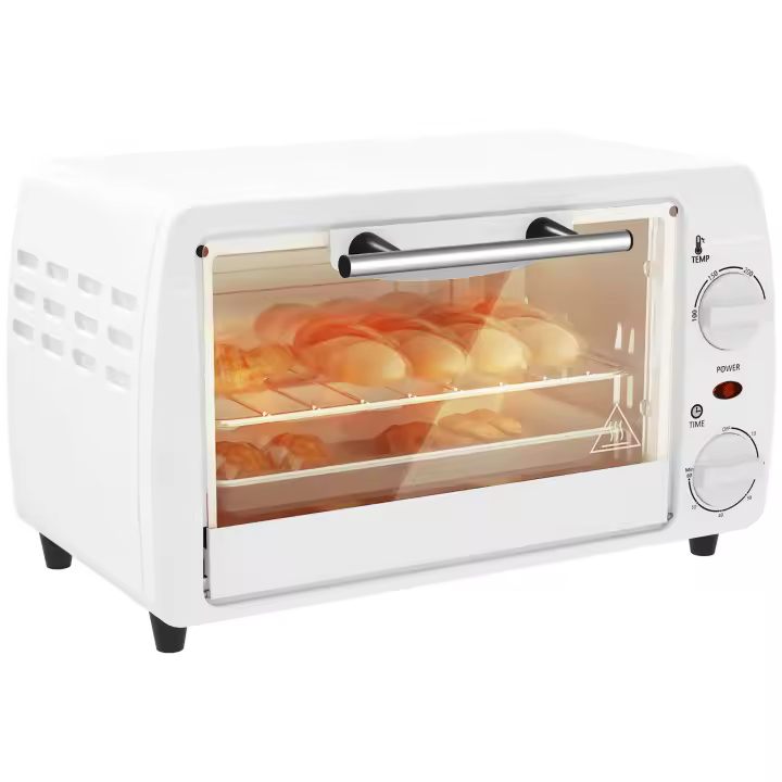 HOMCOM Horno Eléctrico Sobremesa 10 Litros 750W Horno de Convección con Temperatura hasta 230 ℃ Temporizador 60 Minutos Bandeja y Rejilla 36,5x26x22 cm - 1