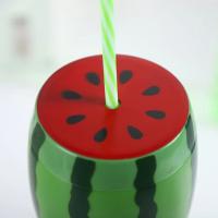 Botella De Agua Con Pajita De Plástico Multicolor Fruta De Dibujos Animados Regalo Sandía Limón Fresa Piña Deporte Y Salud - details 28
