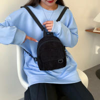 Mochila Mini De Veludo Con Rayas Minimalista Y Versátil Para Estudiantes Y Mujeres Para Viajes De Largo Y Corto Plazo - details 1