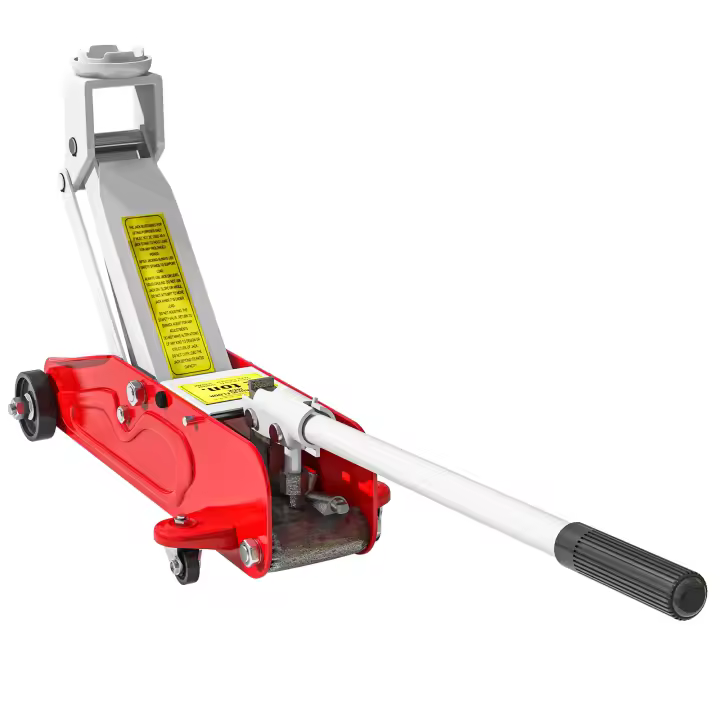 HOMCOM Gato Hidráulico para Coche de 2 Toneladas Gato Hidráulico con Altura Ajustable 12-30 cm y 4 Ruedas para Apoyar Coches Automóviles Rojo y Amarillo - 1