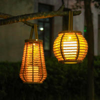 Lámpara Solar Exterior IP44 Impermeable Gran Rattan Para Jardín Decoración Del Hogar Luz Colgante De Técnica Art Déco Con Batería Recargable LED De 3.7V - details 6