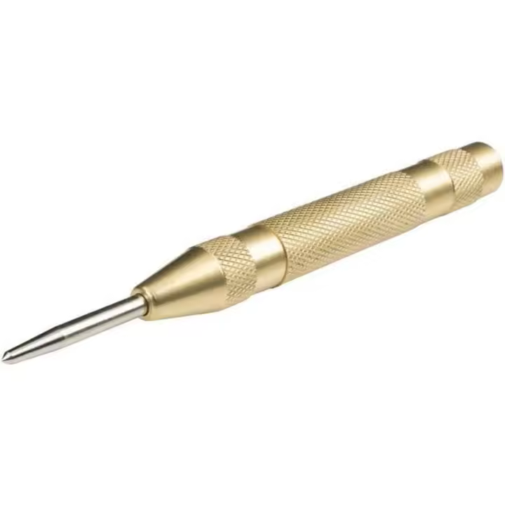 Punzón central automático de 5'', punzón central con resorte, herramienta manual para perforar madera y metal (dorado) - 1