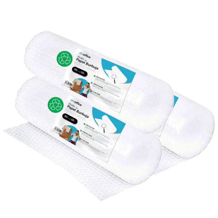 Rollo Plástico de Burbujas, Rollo de Burbujas Reciclado para Embalar, Plástico de Burbujas para Mudanzas, Embalajes y Cajas, Plástico de Burbujas para Embalaje · m-office (50cm x 10m, 3 und) - 1