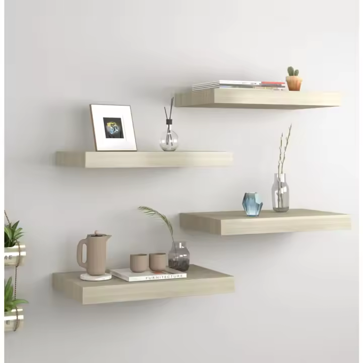 Estantes flotantes de pared 4 uds MDF roble 40x23x3,8 cm - 1