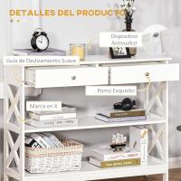 Entrance Console Table Hallway with 2 Drawers and 2 Lower Shelves Modern Furniture Raised Base Anti-tip 100 x 30.5 x 80 cm White - details 8
