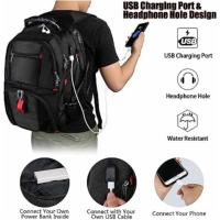1 x Mochila de viaje de gran capacidad con puerto de carga USB - Amplia bolsa de senderismo con capacidad para una computadora portátil de 17 pulgadas, equipo deportivo y elementos esenciales diarios - Durable, impermeable y de diseño ergonómico - details 1