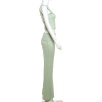 Conjunto De Ropa De Verano Para Mujer Weird Puss 2 Piezas Camiseta Sin Espalda Y Pantalones Flares Estilo Callejero Elegante Y Casual - details 2
