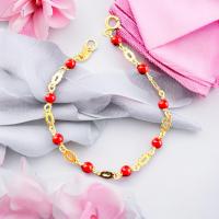 Pulsera Bebe con coralinas redondas Oro 18 Kilates ( 750 m/m ) con Certificado de calidad - details 0
