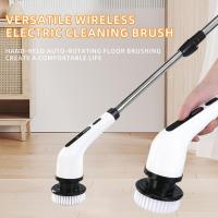 Cepillo giratorio eléctrico, cepillo de limpieza de ducha inalámbrico con 9 cabezales de cepillo reemplazables, 2 modos ajustables y mango de extensión ajustable para azulejos de baño - details 2