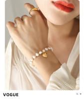 Encanto Pulseras elegantes de perlas de agua dulce para mujer, brazalete de acero inoxidable con dije romántico de corazón de amor, el mejor regalo para mujer exagerado para mujer, Gargantilla de cuentas de perlas a la moda Punk Vintage para fiesta - details 4