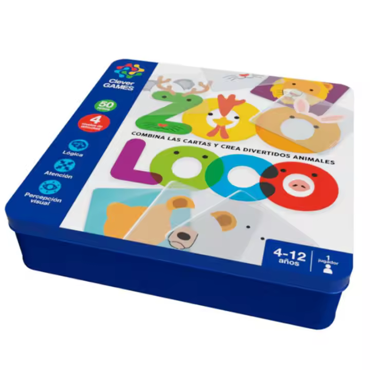 Imagiland Zooloco caja metálica; juego muy entretenido y educativo - 1