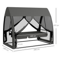 Outsunny Balancín de Jardín de 3 Plazas Convertible en Cama Columpio Jardín Exterior con Mosquitera Estructura de Metal Carga 300 kg 240x140x197 cm - details 2