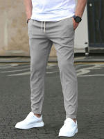 Pantalones Casuales Para Hombre De Color Sólido Con Cinturón Ajustable Y Bolsillos Estilo Regular Y Moda Pantalones Largos De Polyester - details 19