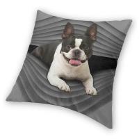 Funda De Cojín Cuadrada De Terrier De Boston Doble Cara Imprimida Adorable Perro Para Decoración De Coche Y Casa - details 2