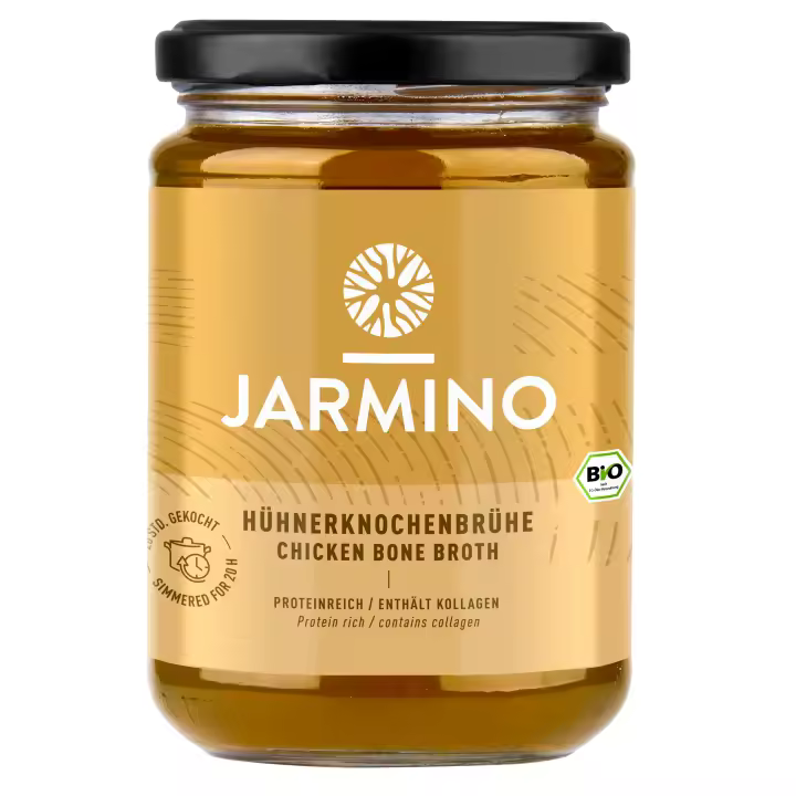Jarmino - Caldo de huesos de pollo BIO - Pack de 6 unidades - Ecológico, sin gluten y sin lactosa - 1