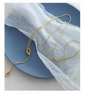Encanto Cadena de suéter larga de acero inoxidable para mujer, collar ajustable con borlas y nudo en forma de corazón, joyería Collar largo con colgante de clavícula en forma de Y de acero inoxidable, collar de regalo de vacaciones para mujer - details 8