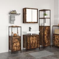 Set de muebles de baño de 3 piezas en roble ahumado y madera trabajada - details 0