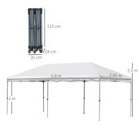 Gazebo plegable Gazebo de Jardín Pop Up Gazebo 5,9x2,95x2,5 m Malla Oxford de maple with Bolsa de Transporte Crema Blanco Adecuado para festines y eventos en El Jardín - details 6