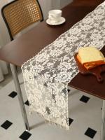 Corredor De Mesa Beige Vintage Estilo Americano Con Ramas De Flores Y Encaje De Borla Para Decoración De Sala De Estar Y Cocina - details 6