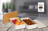 Fiambrera comida trabajo de dos compartimentos libre de BPA, fiambrera infantil comida recreo, fiambrera bento con dos compartimentos de 600ml cada uno total 1200ml, tupper comida trabajo (Blanco) de Other - details 4