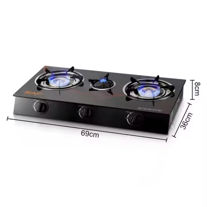 Estufas de Gas de cocina de estilo europeo, tres estufas volteadas, cocina, estufa natural integrada, mesa de cocina de tres usos, Panel de Gas 3 FUEGOS - 1