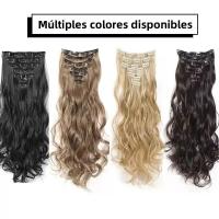 Extensiones De Cabello Sintético Clip in 7 PCS Para Un Cabello Completo 22 Pulgadas Largo Rizado Ondulado Para Mujeres Y Niñas Piezas De Cabello Artificial - details 3