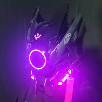 Máscara De Cosplay Cyberpunk Con LED Y Pelucas Dreads Espada Ninja Samurai Regalo De Navidad Y Cumpleaños Para Adultos Unisex - details 5