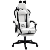 HOMCOM Silla Gaming con Orejas Silla Gamer Reclinable con Altura Ajustable Reposapiés Retráctil Soporte Lumbar y Reposacabezas Desmontable Silla para Oficina Estudio - details 0