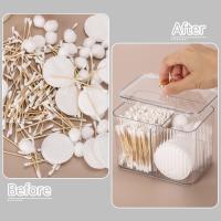 Contenedor Organizador De Baño Con 3 Secciones Para Algodones Y Tapones De Cera Transparente Almacenamiento De Cosméticos Jarra Para Algodones Y Tapones - details 9