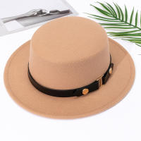 Sombrero Fedora Estilo Hepburn Para Mujer Versátil Retro Británico De Lana Jazz Top Flat Con Hebilla De Cinturón Para Otoño E Invierno - details 10