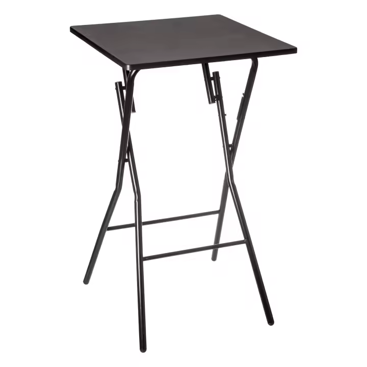 Mesa de Bar Plegable 60 X 60 Cm Negro - Plegado Fácil - MDF E1/METAL - 1