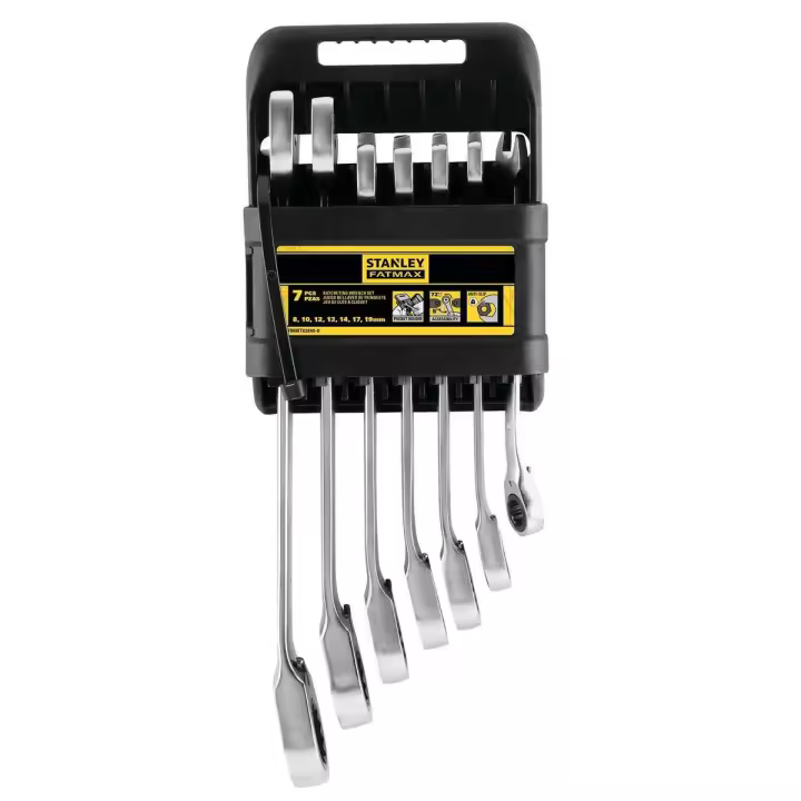 STANLEY Juego de 7 Llaves Combinadas con Carraca FATMAX® - Un conjunto completo de herramientas esenciales para cualquier trabajo de mantenimiento. Modelo: FMMT82848-0. - 1
