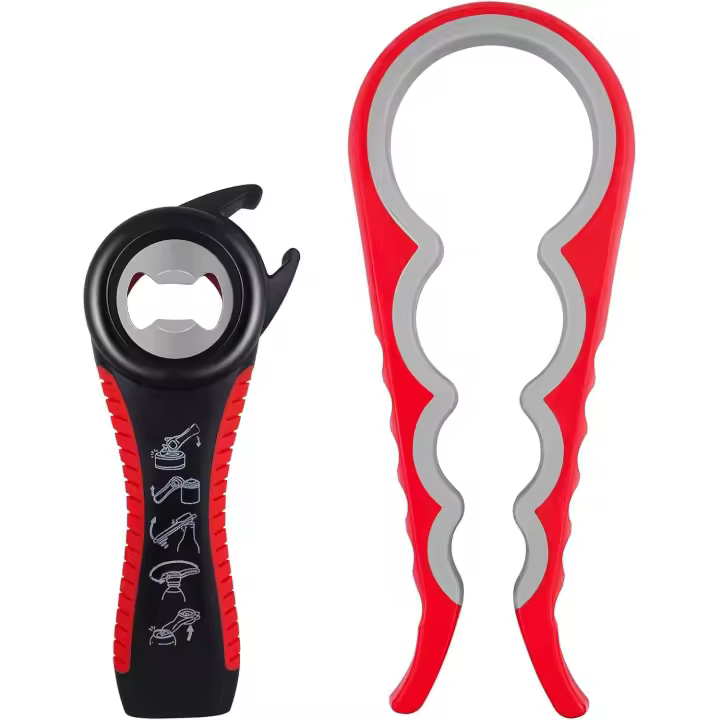 Abridor de Latasmanual Profesional, abridor de frascos de 2 piezas, Latas5, botellas 5 en 1 Y 4 en 1 multición para personas mayoresy débilesy que Sufren de Arthritis - 1