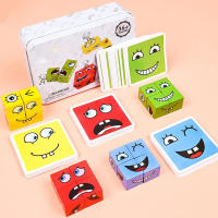 Cubo Mágico De Madera Para Niños Juego Interactivo De Expresiones Faciales Con Cambios De Cara Para 4 Jugadores Bloques De Construcción Educativos - details 1