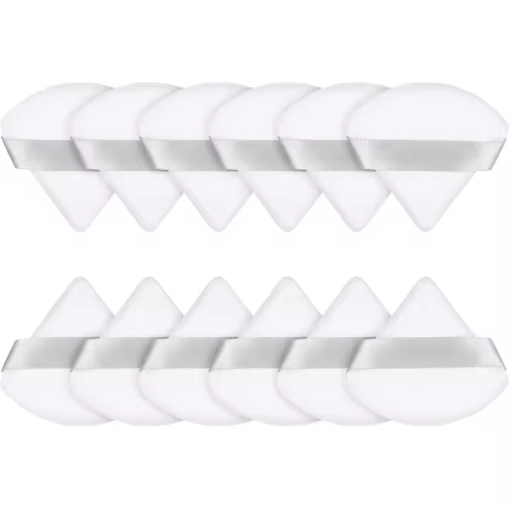 12 aplicadores de borlas para caca, base de maquillaje triangular, maquillaje corporal seco y húmedo, caca mineral (blanco) - 1