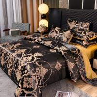 Conjunto De Cama De Lujo Jacquard Tamaño Rey Colcha De Edredón Con 2 Fundas Para Almohada (1 Funda Para Almohada Individual) Color Negro Floral Alta Calidad Poliéster 100% - details 12