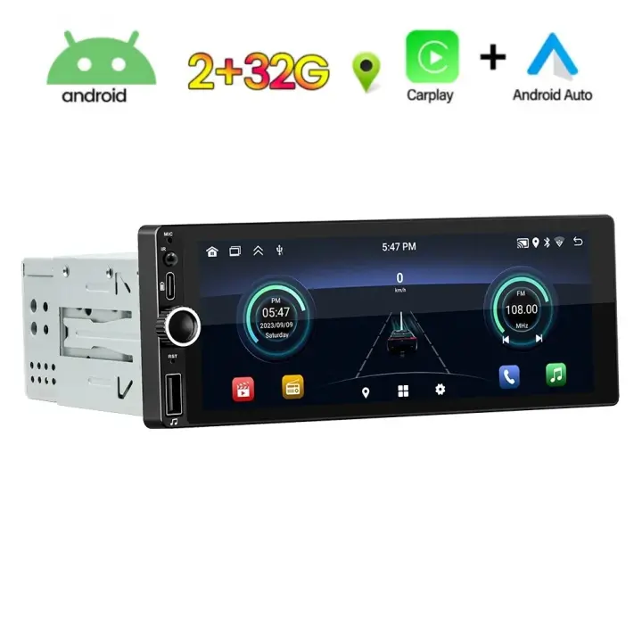 6,86 pulgadas Android Coche radio inalámbrico CarPlay/Android Coche WiFi Bluetooth Manos libres GPS FM RDS USB IPS Pantalla 1 DIN MP5 jugador - 1