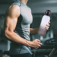 Botella De Agua Con Sabor De 1000ML Y 7 Cubos De Sabor Portátil Para Viajes Senderismo Escalada Deporte Al Aire Libre Color Azul Morado Negro Y Blanco - details 4