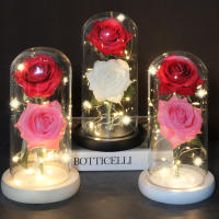 Lámpara De Rosas Rojas En Domos De Vidrio Base De Madera Belleza Y Bestia Regalo De San Valentín Y Navidad Decoración Para El Hogar - details 0