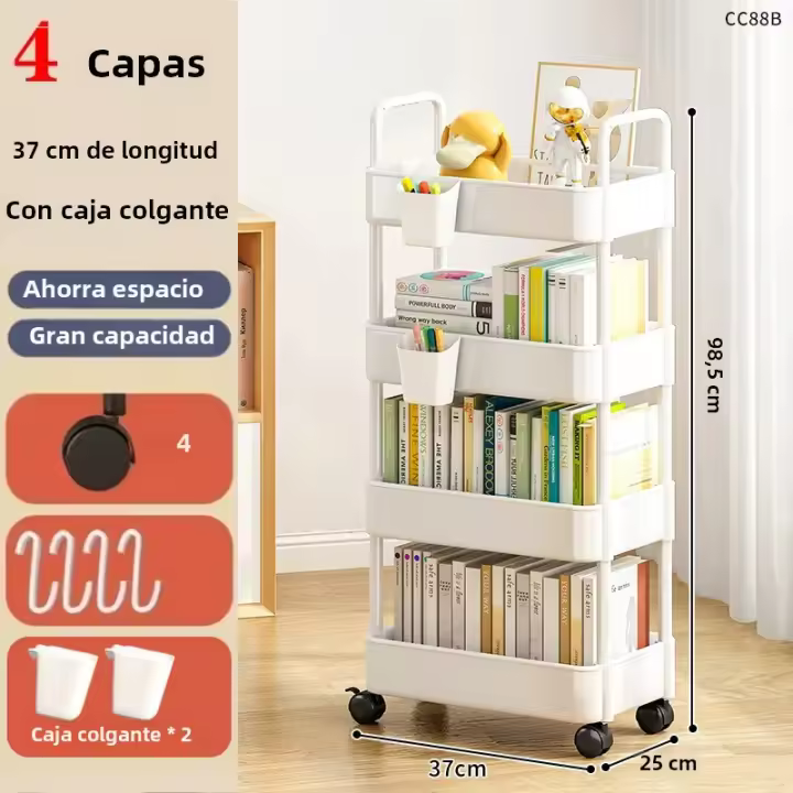 Carro De Almacenamiento Móvil Multifunctional Para Cocina With RuedasOrganizador De Hogar Estante De Libros De Multiple Capacidad Accesorios Para El Hogar - 1