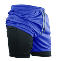 Shorts Deportivos Para Hombre Con Bolsillo Para Teléfono Móvil 2 En 1 Secado Rápido Y Transpirable Para Gimnasio Y Correr - details 7