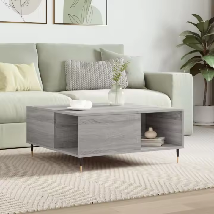vidaXL Mesa de centro madera contrachapada gris Sonoma 80x80x36,5 cm - 1