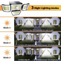 Luces Solares Con 278LEDs 4 Cabezas Ajustables Y 3 Modos De Iluminación IP65 Impermeables Para Seguridad Exterior Jardín - details 5