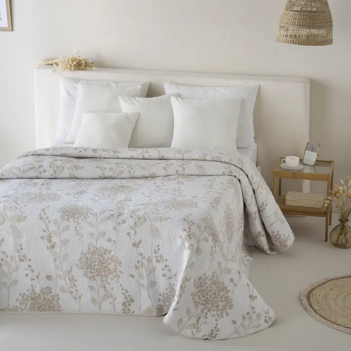 ETHERE MAISON - Colcha jacquard algodón Chiara Beige - 1