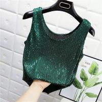 Chaleco De Noche Con Lentejuelas Para Mujer Estilo De Calle Blanca Brillante Poliéster Talla Regular Top De Verano 2022 - details 27