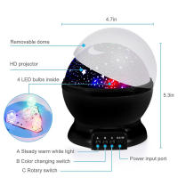 Proyector De Estrellas Lámpara Nocturna Galaxia De Estrellas Rotativas Luna LED Para Decoración De Habitación Infantil - details 3