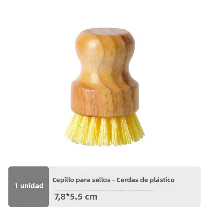 Cepillo De Limpieza Ecológico Para Sartén De Hierro Fundido Con Cerdas De Sisal Y Bambú Mini Cepillo De Mano Para Lavado De Ollas Y Sartenes - 1