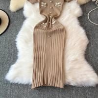 Vestido Largo Elegante Tejido Para Mujer Verano V Cuello Suelto Botones Bodycon Midi Fiestas Oficina Vestidos De Mujer - details 20