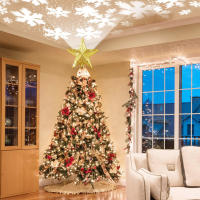 Decoración De Árbol De Navidad 3D Estrella Plateada Con LED Giratorio Proyector De Escarcha Luces Colgantes Para Fiesta Navideña - details 8